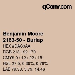Código de color: Benjamin Moore - 2163-50 - Burlap | qconv.com