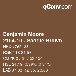 Code couleur: Benjamin Moore - 2164-10 - Saddle Brown | qconv.com