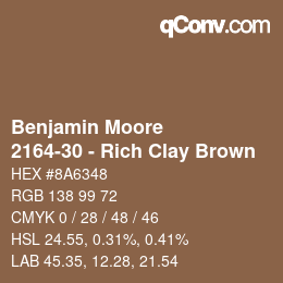 Color code: Benjamin Moore - 2164-30 - Rich Clay Brown | qconv.com