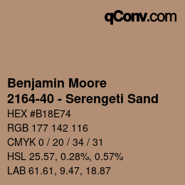 カラーコード: Benjamin Moore - 2164-40 - Serengeti Sand | qconv.com