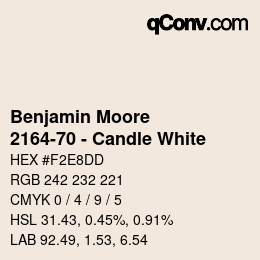 Code couleur: Benjamin Moore - 2164-70 - Candle White | qconv.com