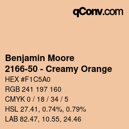 カラーコード: Benjamin Moore - 2166-50 - Creamy Orange | qconv.com