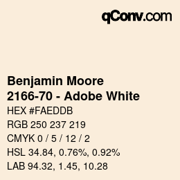 Farbcode: Benjamin Moore - 2166-70 - Adobe White | qconv.com