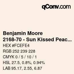 カラーコード: Benjamin Moore - 2168-70 - Sun Kissed Peach | qconv.com