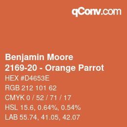 Code couleur: Benjamin Moore - 2169-20 - Orange Parrot | qconv.com