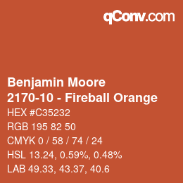 Farbcode: Benjamin Moore - 2170-10 - Fireball Orange | qconv.com