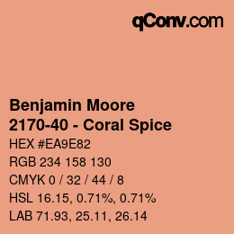 カラーコード: Benjamin Moore - 2170-40 - Coral Spice | qconv.com