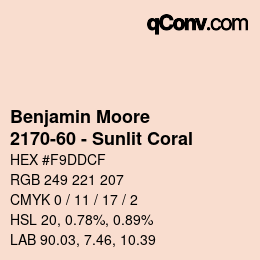 Code couleur: Benjamin Moore - 2170-60 - Sunlit Coral | qconv.com