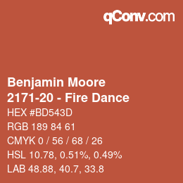 Code couleur: Benjamin Moore - 2171-20 - Fire Dance | qconv.com