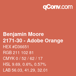 Color code: Benjamin Moore - 2171-30 - Adobe Orange | qconv.com