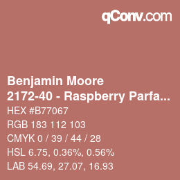 颜色代码: Benjamin Moore - 2172-40 - Raspberry Parfait | qconv.com
