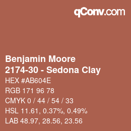 Color code: Benjamin Moore - 2174-30 - Sedona Clay | qconv.com