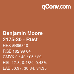 Código de color: Benjamin Moore - 2175-30 - Rust | qconv.com