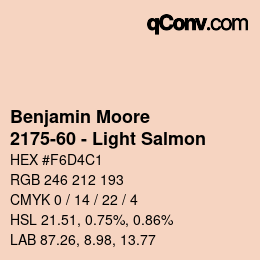 Code couleur: Benjamin Moore - 2175-60 - Light Salmon | qconv.com