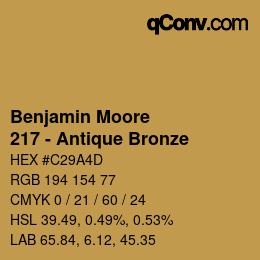 Código de color: Benjamin Moore - 217 - Antique Bronze | qconv.com