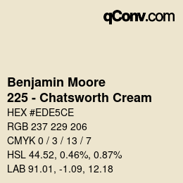 カラーコード: Benjamin Moore - 225 - Chatsworth Cream | qconv.com