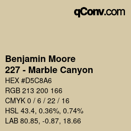 Color code: Benjamin Moore - 227 - Marble Canyon | qconv.com