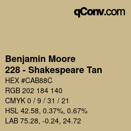 Color code: Benjamin Moore - 228 - Shakespeare Tan | qconv.com