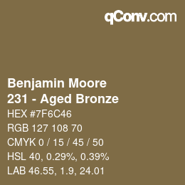 Color code: Benjamin Moore - 231 - Aged Bronze | qconv.com