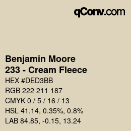 Color code: Benjamin Moore - 233 - Cream Fleece | qconv.com