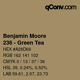Código de color: Benjamin Moore - 236 - Green Tea | qconv.com