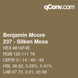 Color code: Benjamin Moore - 237 - Silken Moss | qconv.com