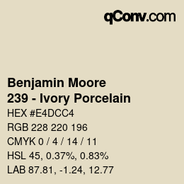 Farbcode: Benjamin Moore - 239 - Ivory Porcelain | qconv.com