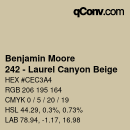 Farbcode: Benjamin Moore - 242 - Laurel Canyon Beige | qconv.com