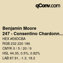 Code couleur: Benjamin Moore - 247 - Consentino Chardonnay | qconv.com