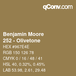 カラーコード: Benjamin Moore - 252 - Olivetone | qconv.com