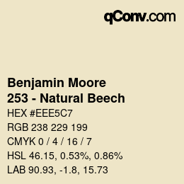 Código de color: Benjamin Moore - 253 - Natural Beech | qconv.com