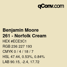 Farbcode: Benjamin Moore - 261 - Norfolk Cream | qconv.com