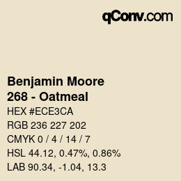 Farbcode: Benjamin Moore - 268 - Oatmeal | qconv.com