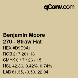 Color code: Benjamin Moore - 270 - Straw Hat | qconv.com