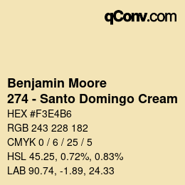 Farbcode: Benjamin Moore - 274 - Santo Domingo Cream | qconv.com