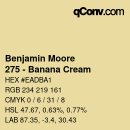 カラーコード: Benjamin Moore - 275 - Banana Cream | qconv.com