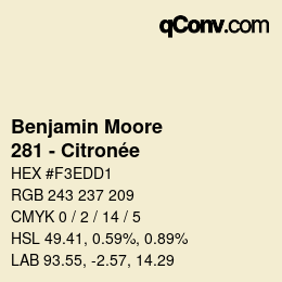 Code couleur: Benjamin Moore - 281 - Citronée | qconv.com