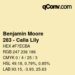 Color code: Benjamin Moore - 283 - Calla Lily | qconv.com