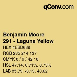 Code couleur: Benjamin Moore - 291 - Laguna Yellow | qconv.com
