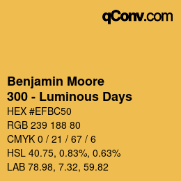 Farbcode: Benjamin Moore - 300 - Luminous Days | qconv.com