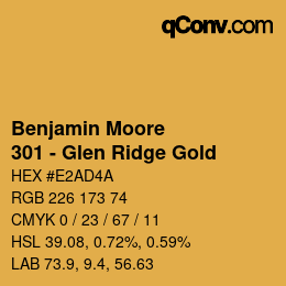 Farbcode: Benjamin Moore - 301 - Glen Ridge Gold | qconv.com