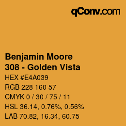 Color code: Benjamin Moore - 308 - Golden Vista | qconv.com