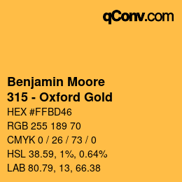 カラーコード: Benjamin Moore - 315 - Oxford Gold | qconv.com