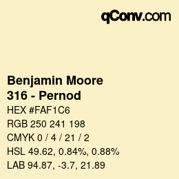 Color code: Benjamin Moore - 316 - Pernod | qconv.com