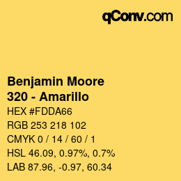 Color code: Benjamin Moore - 320 - Amarillo | qconv.com