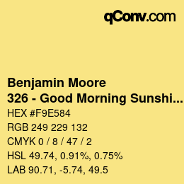 カラーコード: Benjamin Moore - 326 - Good Morning Sunshine | qconv.com