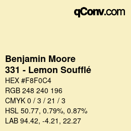 Code couleur: Benjamin Moore - 331 - Lemon Soufflé | qconv.com
