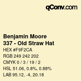 Code couleur: Benjamin Moore - 337 - Old Straw Hat | qconv.com