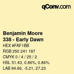 Code couleur: Benjamin Moore - 338 - Early Dawn | qconv.com