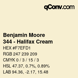 Color code: Benjamin Moore - 344 - Halifax Cream | qconv.com